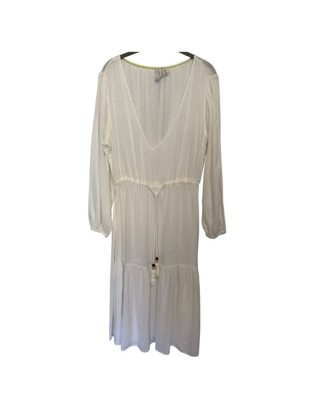 NWOT JOIE Linen Blend Boho Gauze Midi Dress White Sz Large